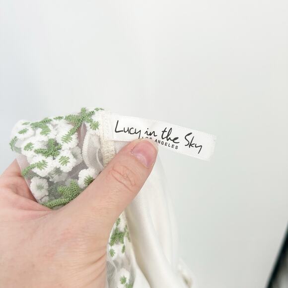 Lucy In The Sky Womens Fairy Coquette Embroidered Floral Halter Romper Size XS - Picture 7 of 9